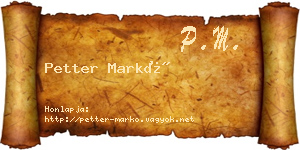 Petter Markó névjegykártya